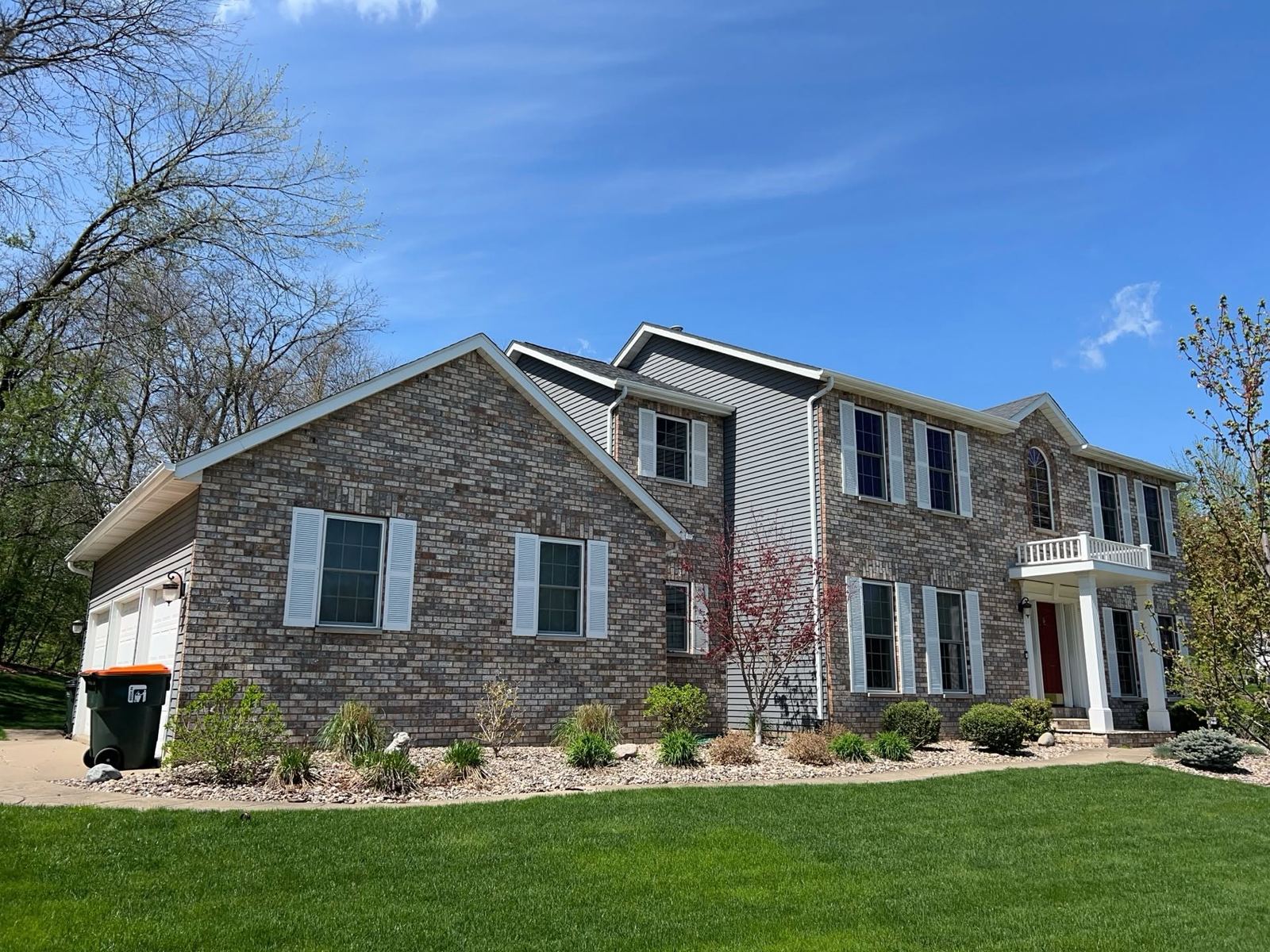 Two story stone home exterior Davenport IA