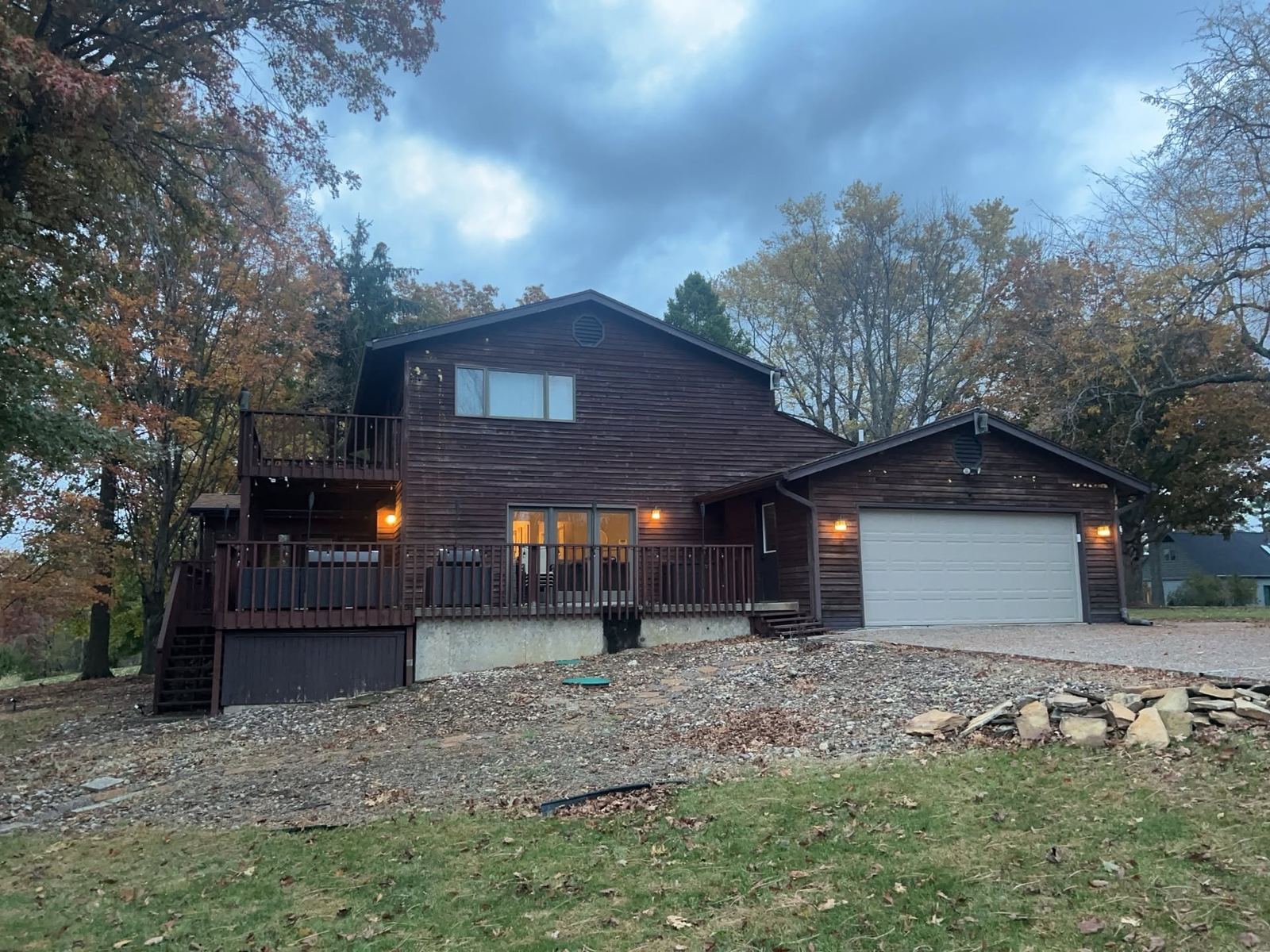 Dark siding home with garage exterior in Davenport, Iowa